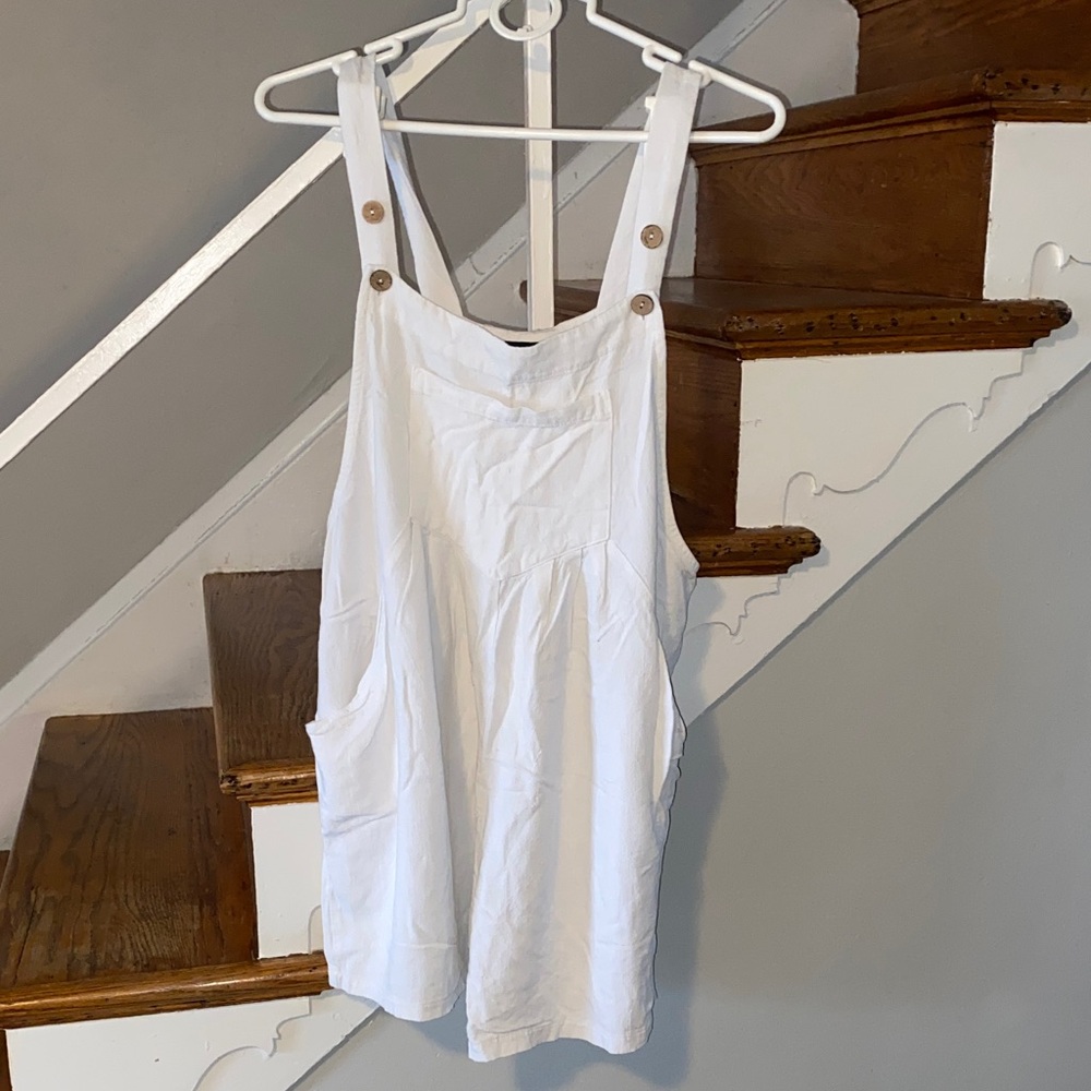 White Romper with Brown Buttons Size XL